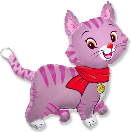 Шар (37''/94 см) Фигура, Любимый котенок, Кошка, Фуше, Розовый, 1 шт. В022