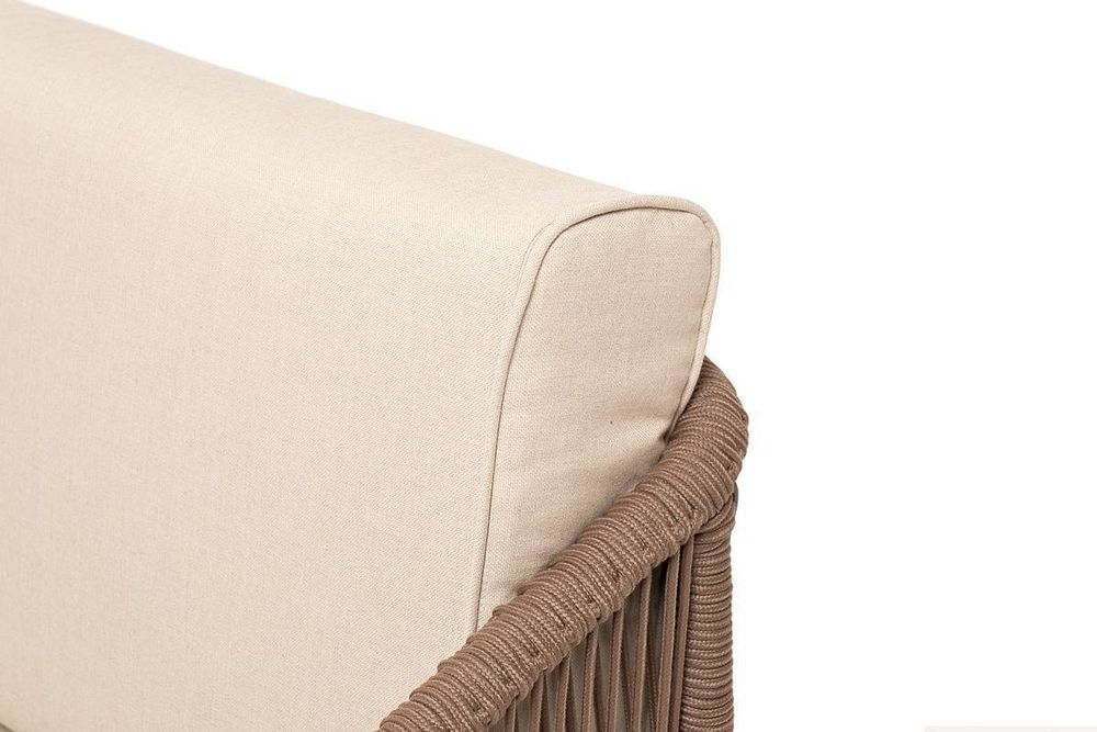 "Канны" лаунж-зона 4-местная из роупа со столом "Гранада" (серый гранит), основание дуб, роуп коричневый, ткань бежевая