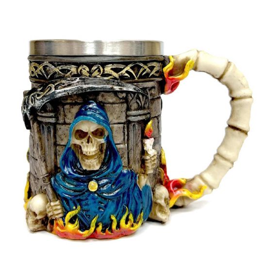 3D Кружка Скелет с косой (металл внутри)