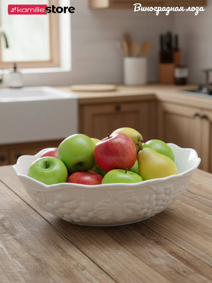 Салатник овальный 27х21х8 см. 1600 мл., фарфор, коллекция "Виноградная лоза"