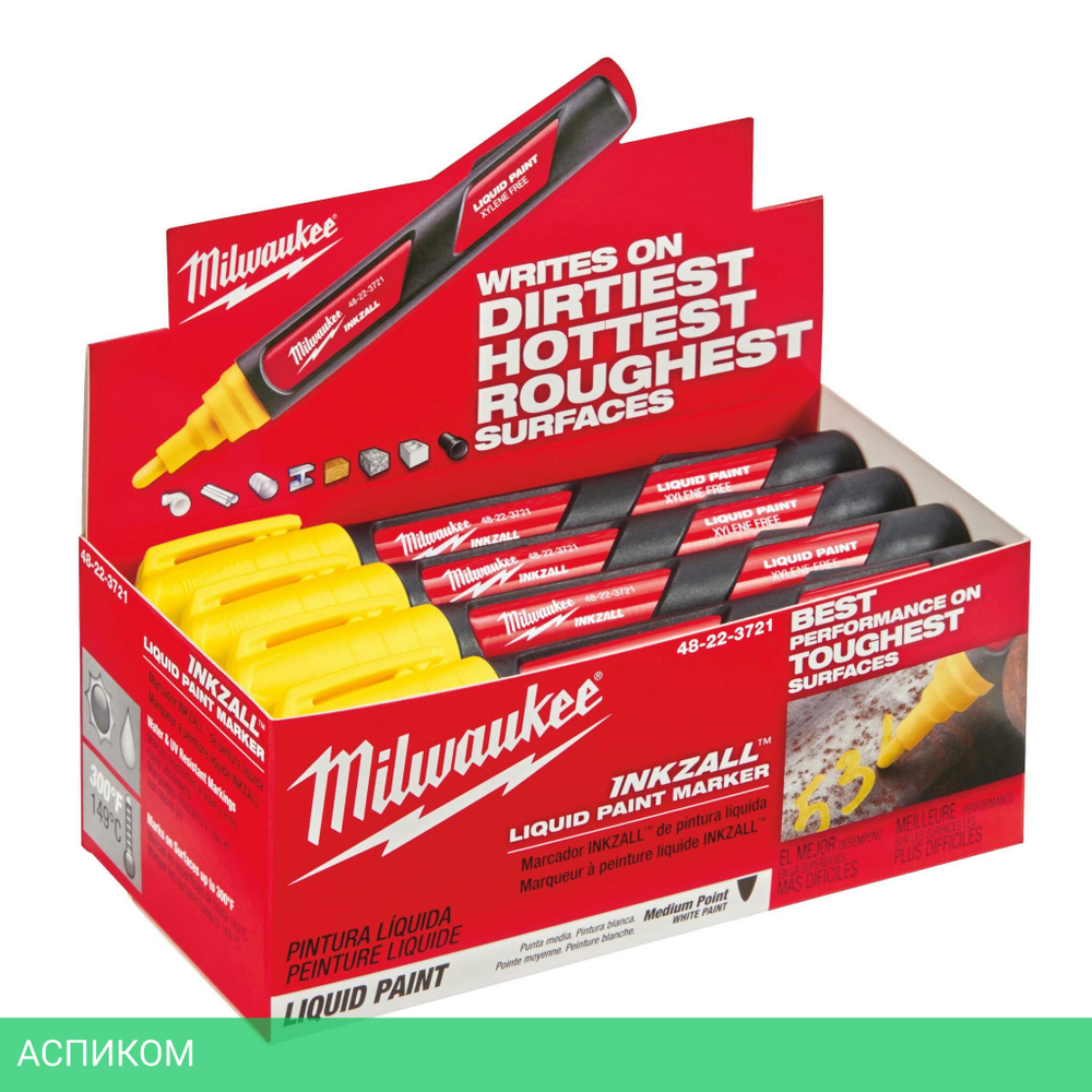 Маркер строительный Milwaukee Inkzall желтый (48223721)