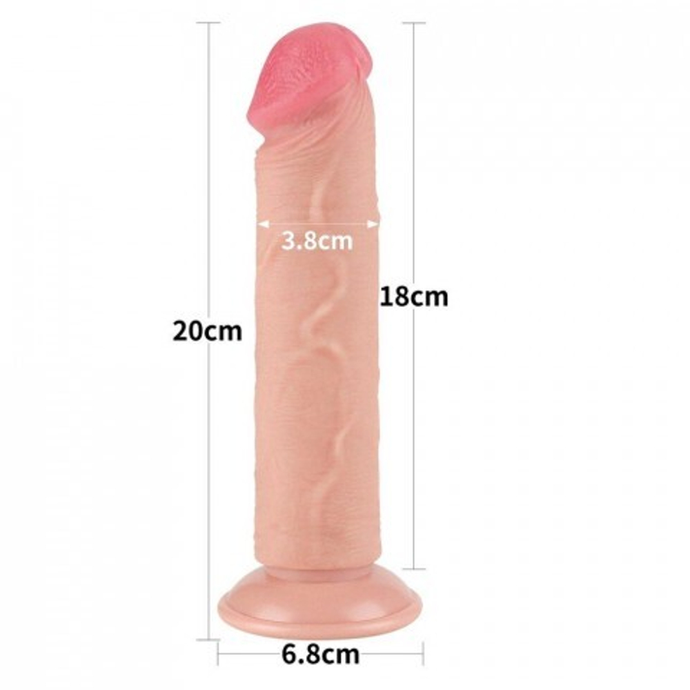 Реалистичный фаллоимитатор Lovetoy Sliding Skin (20×3,8 см) с двойной плотностью бежевый