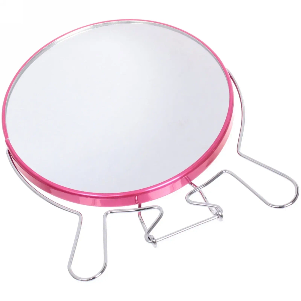 Зеркало настольное в металлической оправе «Практика» круг, подвесное, двухстороннее d-14см