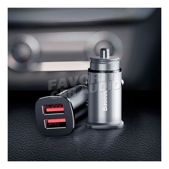 АЗУ 2USB Baseus Square 2100mAh металл QC3.0 серебряный