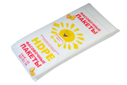 Пакет фасовочный ПНД евро Солнышко 22х32см 14+8х32 7.3мкм вес пачки 0.94 вес пакета 0.15 550шт/уп цена за уп
