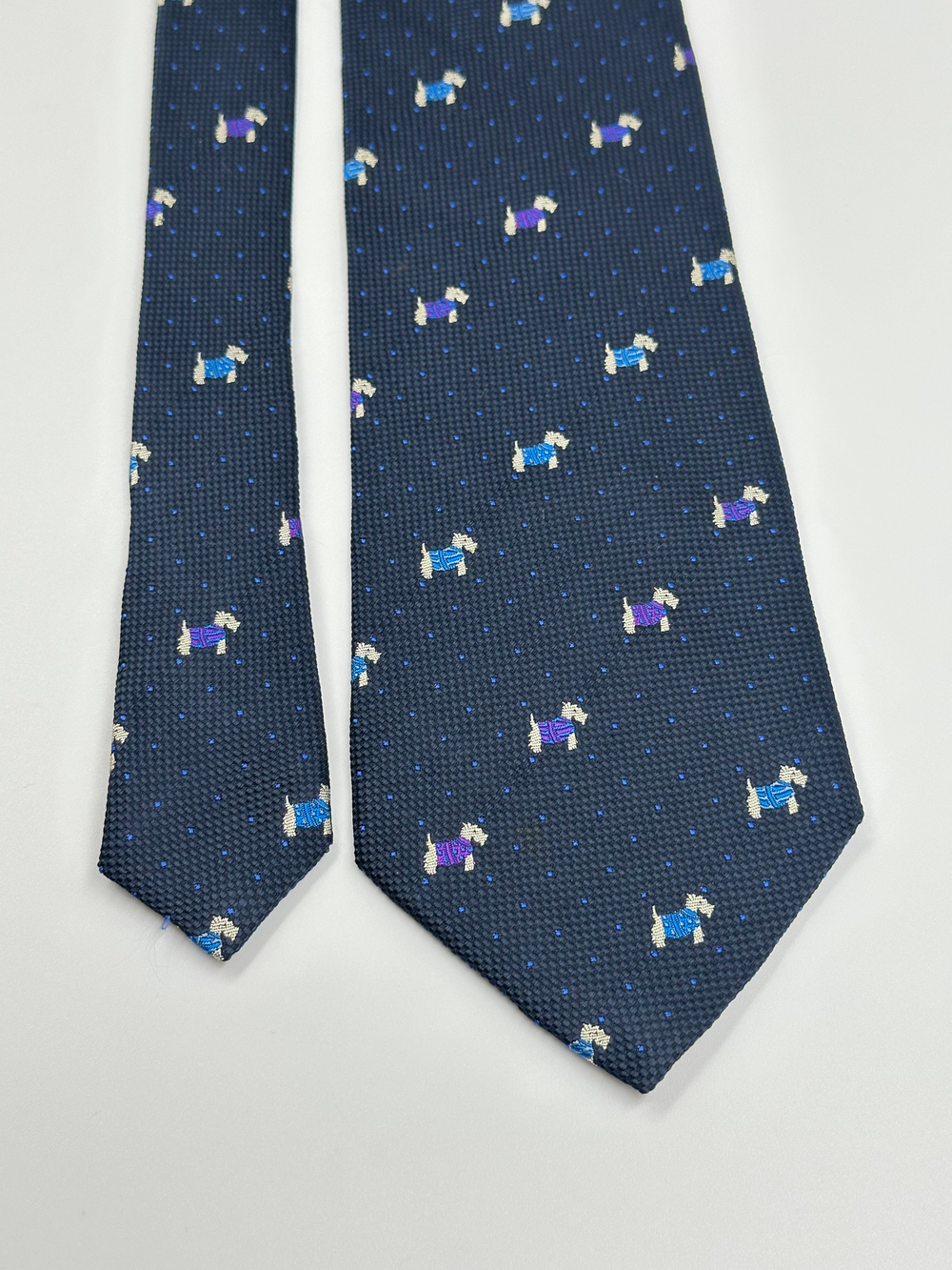 Галстук синий с собачками Yves Saint Laurent