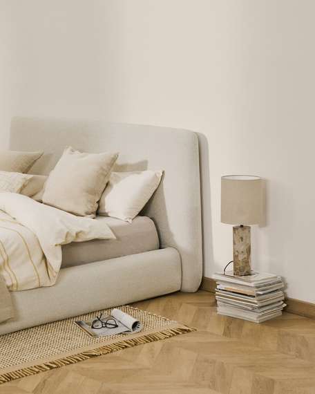 Кровать Martina со съемным чехлом из шенилла цвета экрю 160 x 200