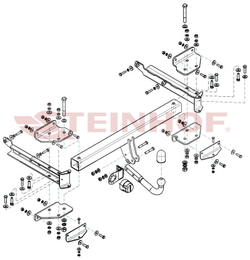 Фаркоп Steinhof M-128 для Mercedes GLE-Class w166 2015-2019, Mercedes M-Class w164 2006-2012, M-Class w166 2012-2015(паспорт и сертификат в комплекте)(без электрики)