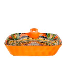 Блюдо с ручкой "Arabesque" (оранжевый) 23х14,5см (min9) (транспортная упаковка)