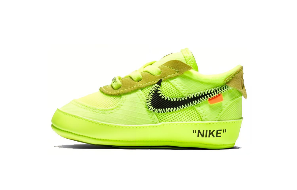 Baby OFF-WHITE x Nike Air Force 1 fashion casual sneakers fluorescent green