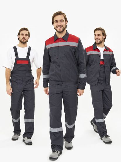 Костюм "Лигор-2 Премиум" СОП полукомбинезон (т.серый/красный)