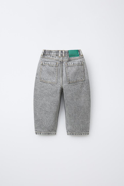 ZARA ДЖИНСЫ BAGGY RELAXED ACID, СЕРЫЙ