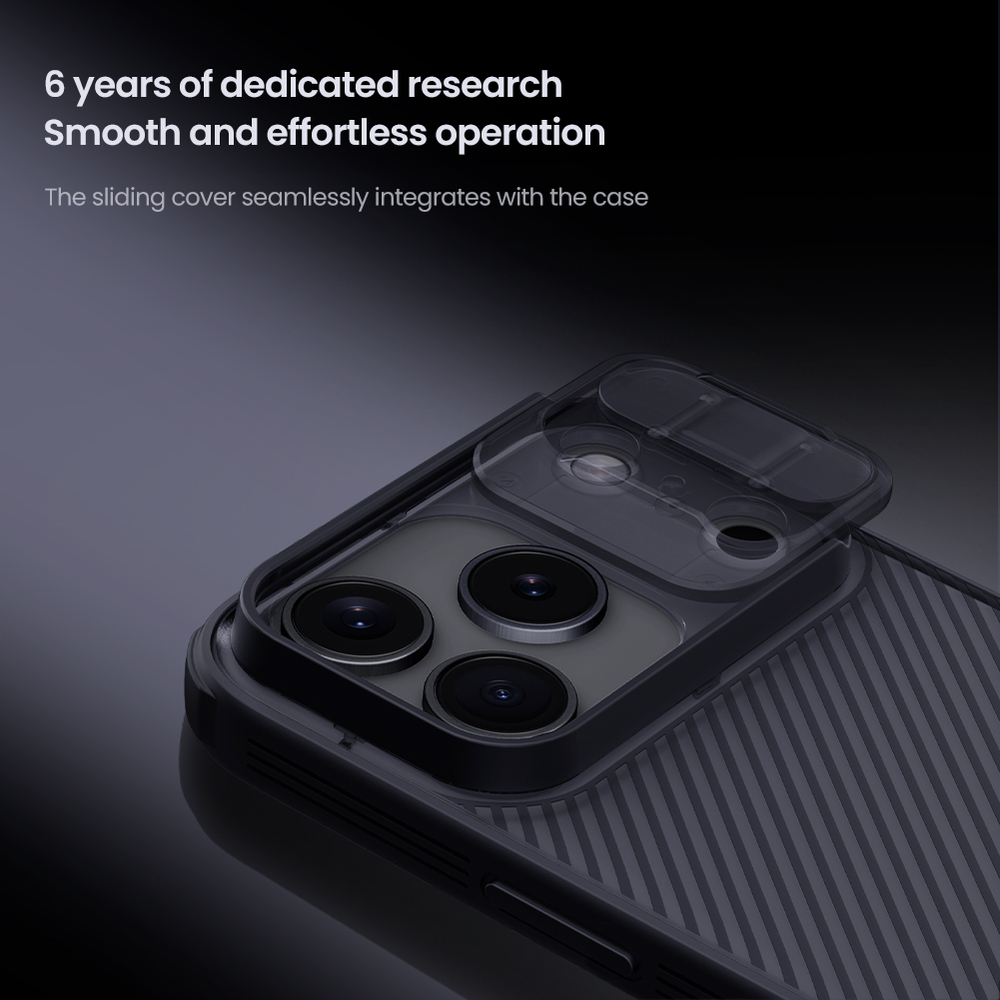 Чехол тонированный прозрачный на iPhone 17 Pro, серия CamShield Pro от Nillkin (с двойной защитной шторкой для камеры)