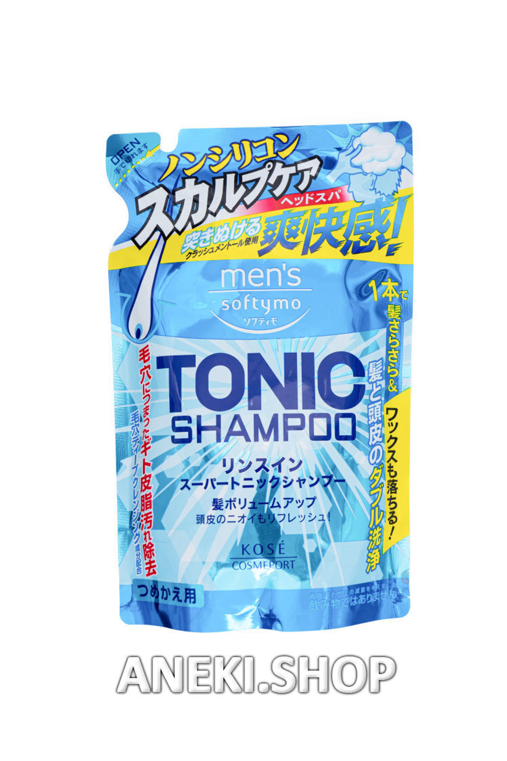 Шампунь мужской тонизирующий с цитрусовым ароматом 400 мл Kose Men’s Softymo Tonic Shampoo (мягкая упаковка)
