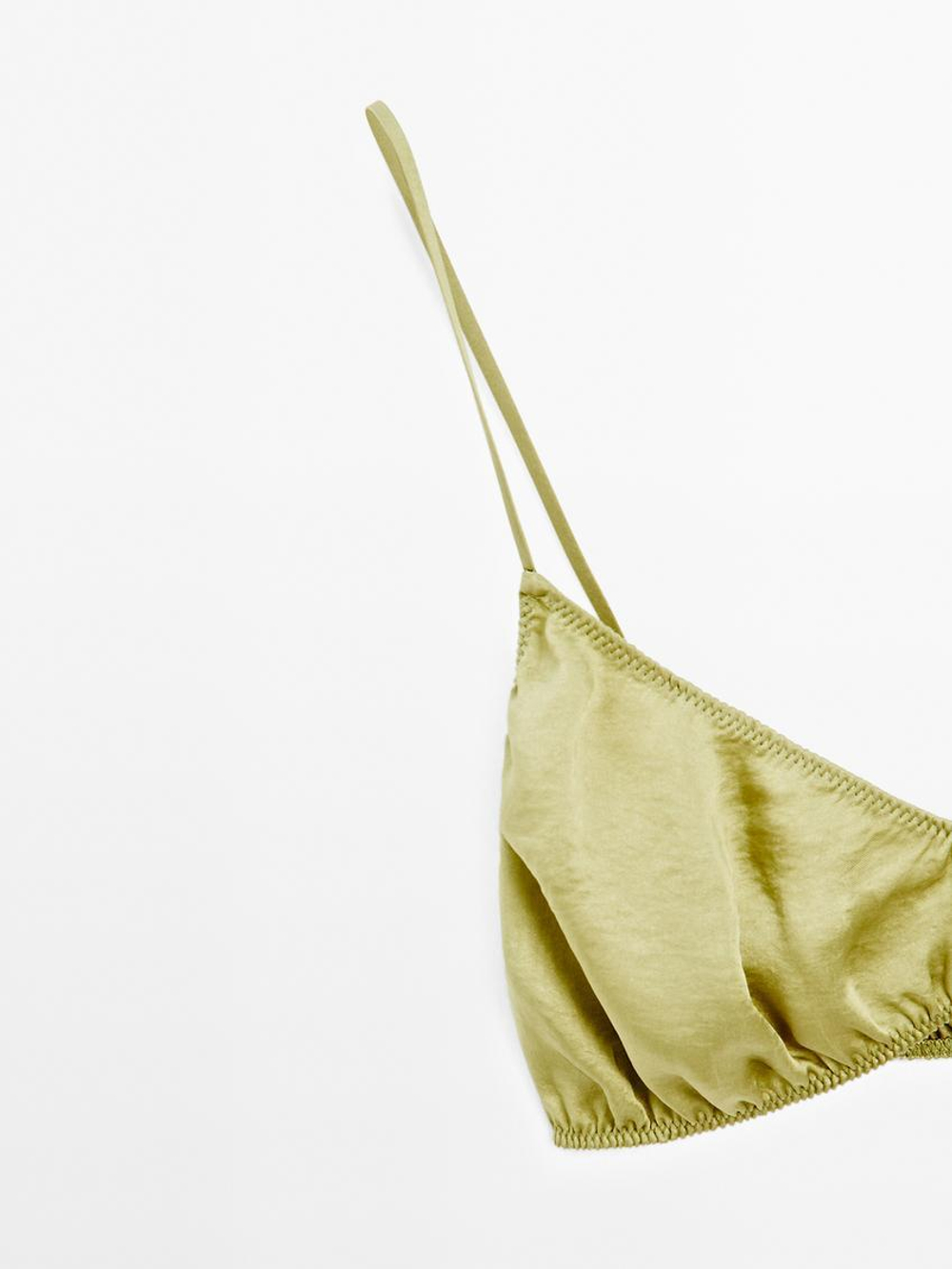 Massimo Dutti Атласный треугольный бюстгальтер - Studio, бутылочно-зеленый