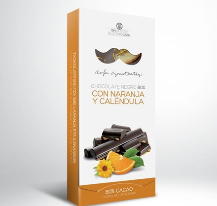 Шоколад Rafa Gorrotxategi черный 80% с апельсином и календулой, 100 гр.