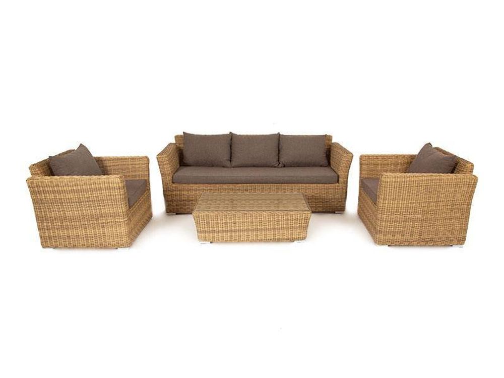 "Капучино" лаунж-зона из искусственного ротанга, цвет соломенный