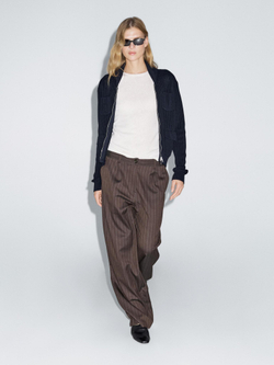 Massimo Dutti Брюки в тонкую полоску с широкими штанинами, шоколадный