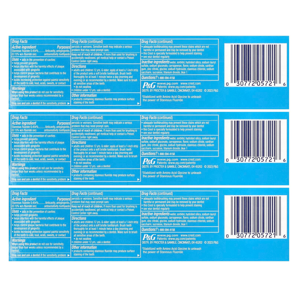 Crest, Pro-Health, зубная паста с фторидом, чистая мята, 3 тюбика по 121 г (4,3 унции)