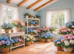 Гортензии №2 - фон неопреновый