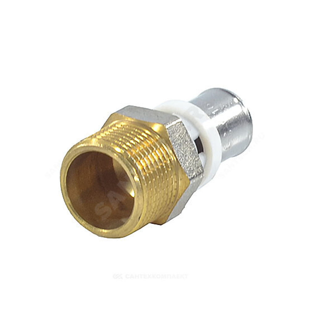 Муфта МП латунь никель пресс Дн 26х3/4" НР ГОСТ 32415-2013 8001 Aquasfera 8001-05