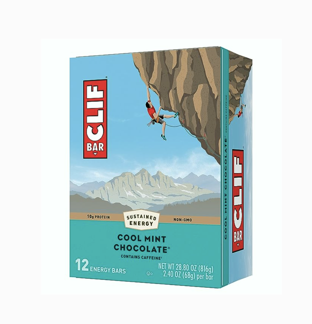 Clif Bar — Протеиновые батончики с мятным  шоколадом и кофеином — Сделано из органического овса — 10 г белка — Не содержит ГМО — На растительной основе — Энергетические батончики