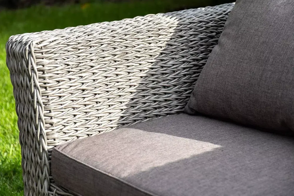 "Капучино" диван из искусственного ротанга (гиацинт) трехместный с подушками, цвет серый
