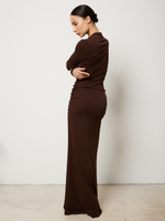 Платье вечернее праздничное длинное с драпировкой