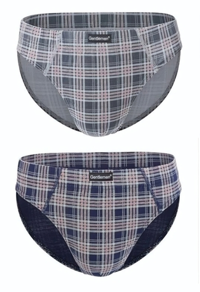 Набор из двух трусов-слипов в клетку (Размер: XXL) (Цвет: синий с серым)