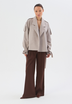 Жакет укороченный серый