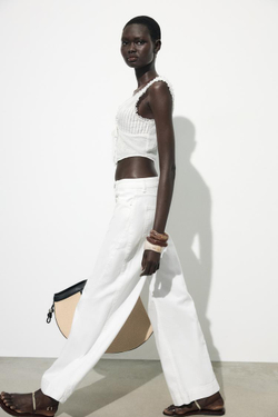 ZARA ТОП-КОРСЕТ С КРУЖЕВОМ, БЕЛЫЙ