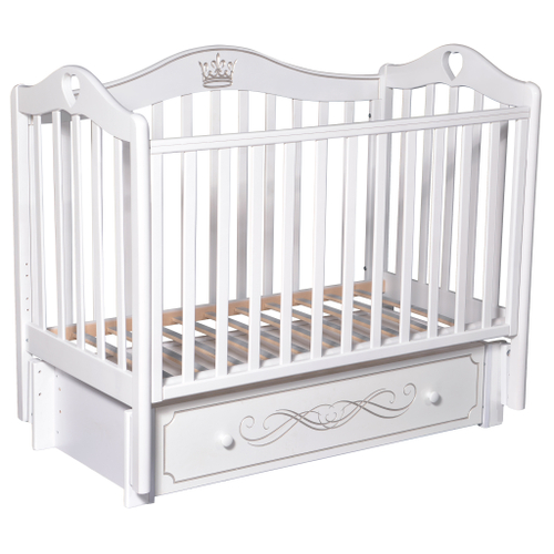 Детская кроватка Karolina 55 (универсальный маятник, закрытый ящик, декор.резьба)