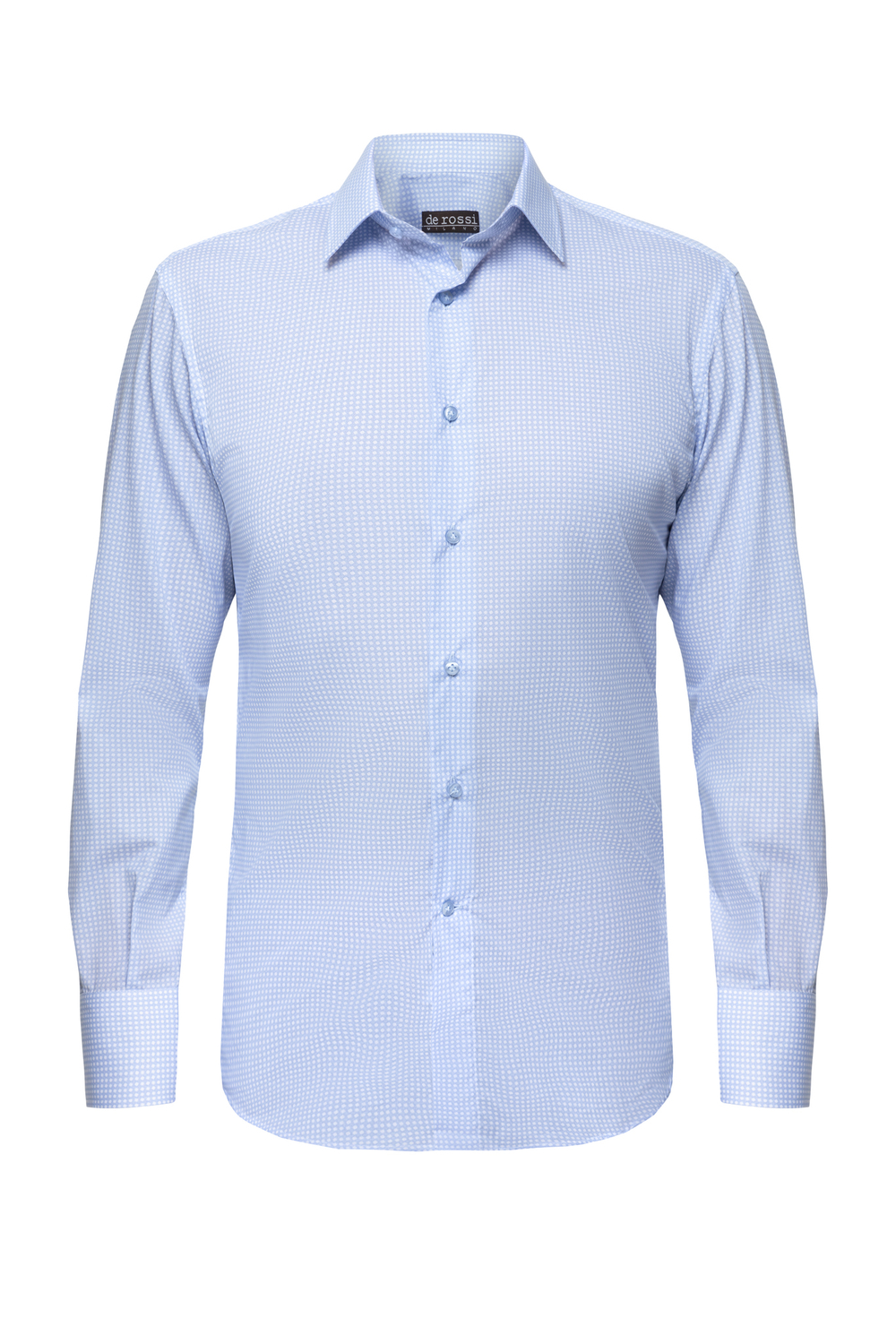 Рубашка бело-голубая с геометрическим узором