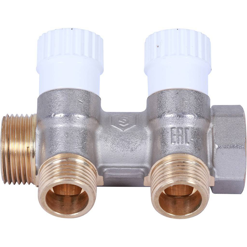 Коллектор распределительный  3/4", 2 отвода 1/2" плоское уплотнение