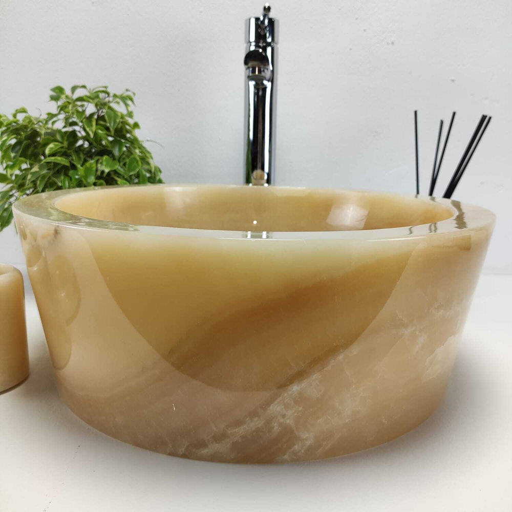 Раковина из оникса Drum Yellow Small DO-60979 40*40*15