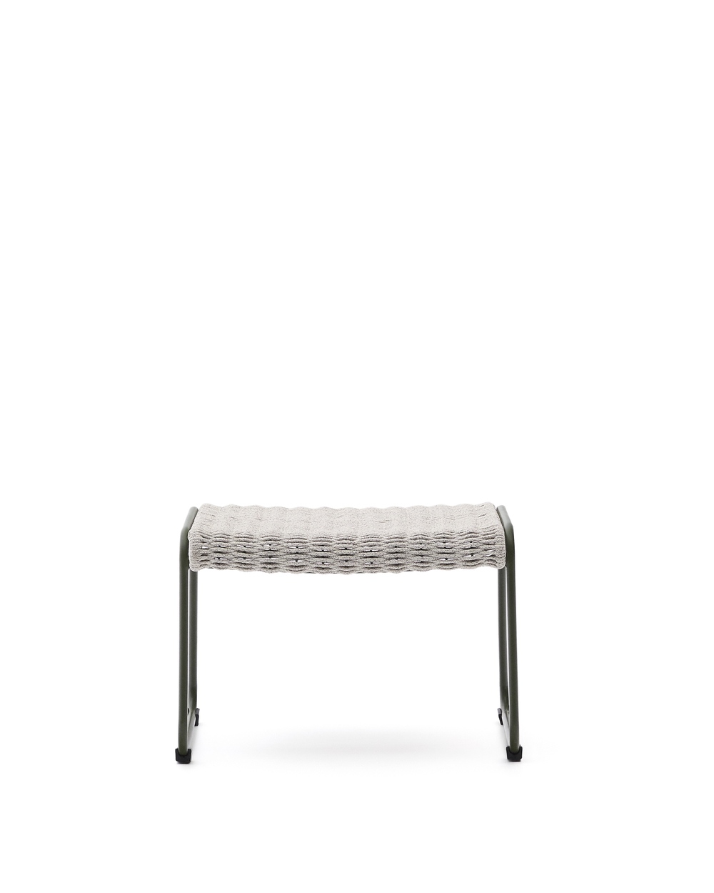 Подставка для ног Maurina из зеленой стали и серо-бежевым шнуром