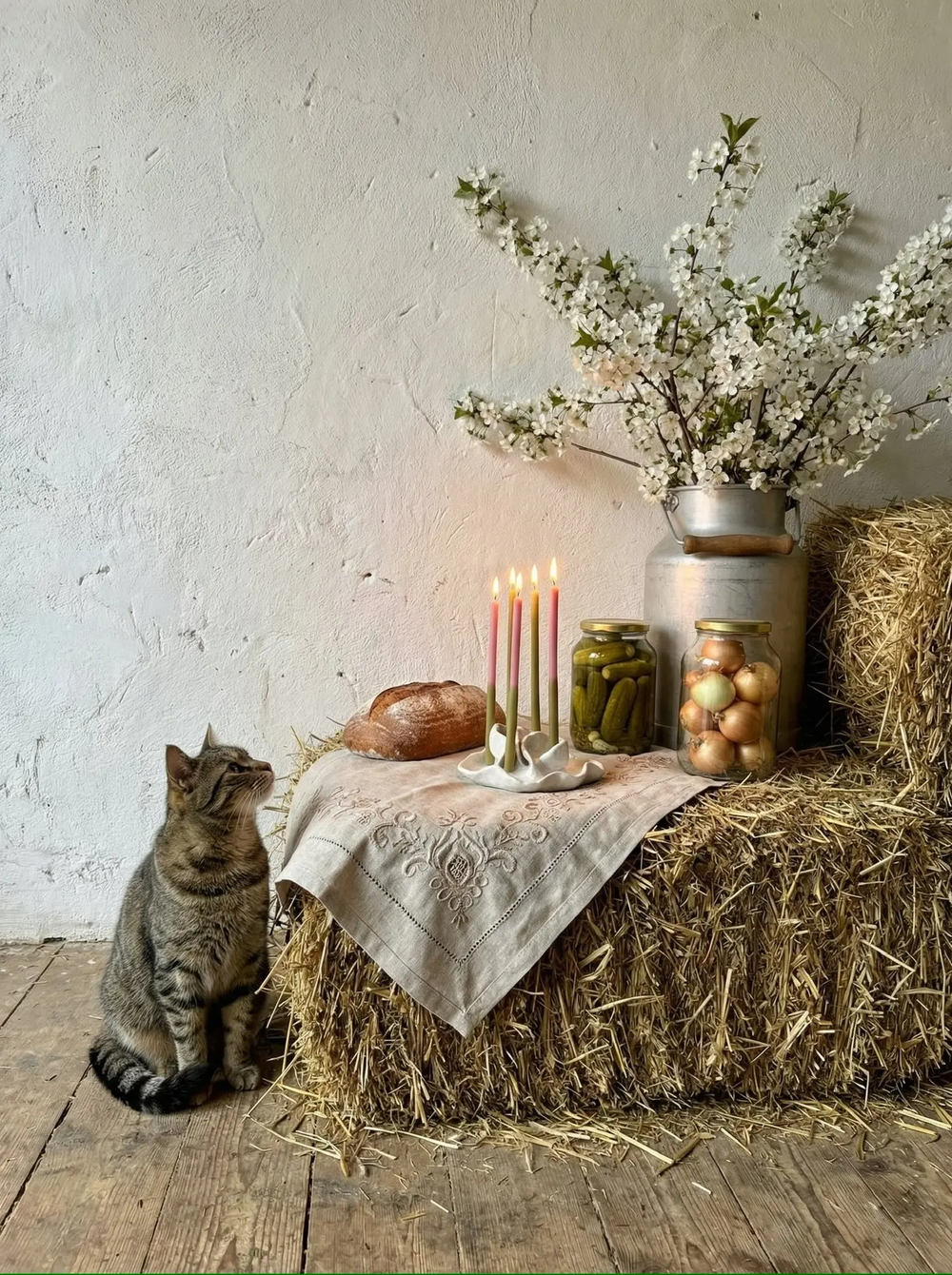 Свеча из коллекции "Пять вечеров" розовый/хаки