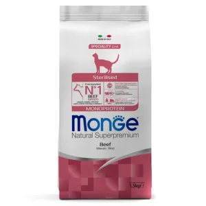 Сухой корм Monge Cat Speciality Line Monoprotein Sterilised для стерилизованных кошек, из говядины