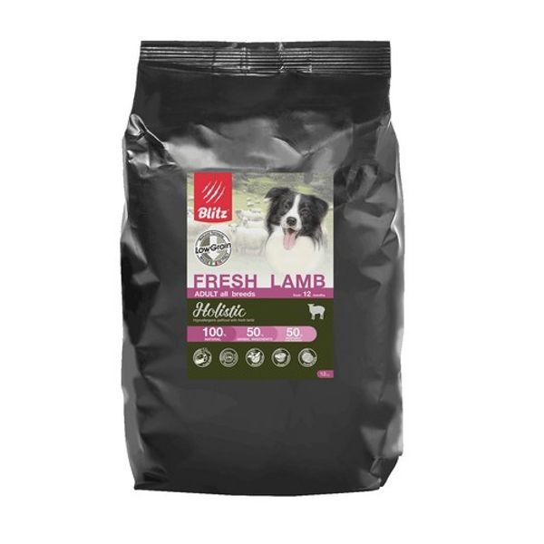 Корм для взрослых собак, Blitz Fresh Lamb All breeds Low Grain Holistic, со свежим ягненком