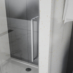 Душевая дверь Azario SHANGHAI раздвижная 150х195, толщина полотна 6мм универсальная, цвет профиля брашированное золото