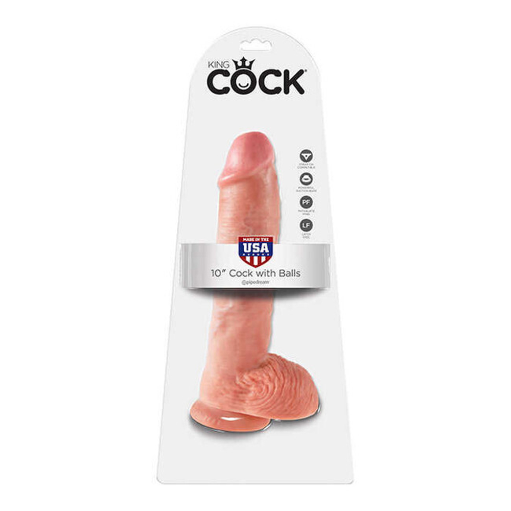 Фаллоимитатор с мошонкой на присоске 10" Cock with Balls, телесный (Цвет: телесный)