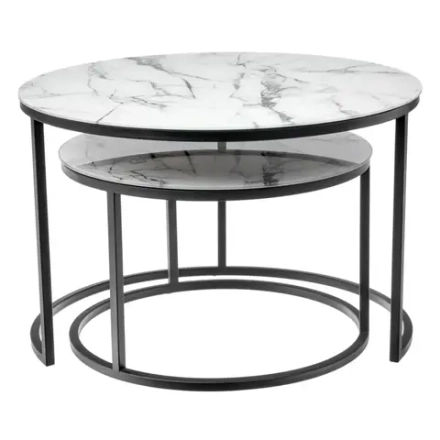 Набор кофейных столиков Bradex Home ов Tango белый мрамор с черными ножками