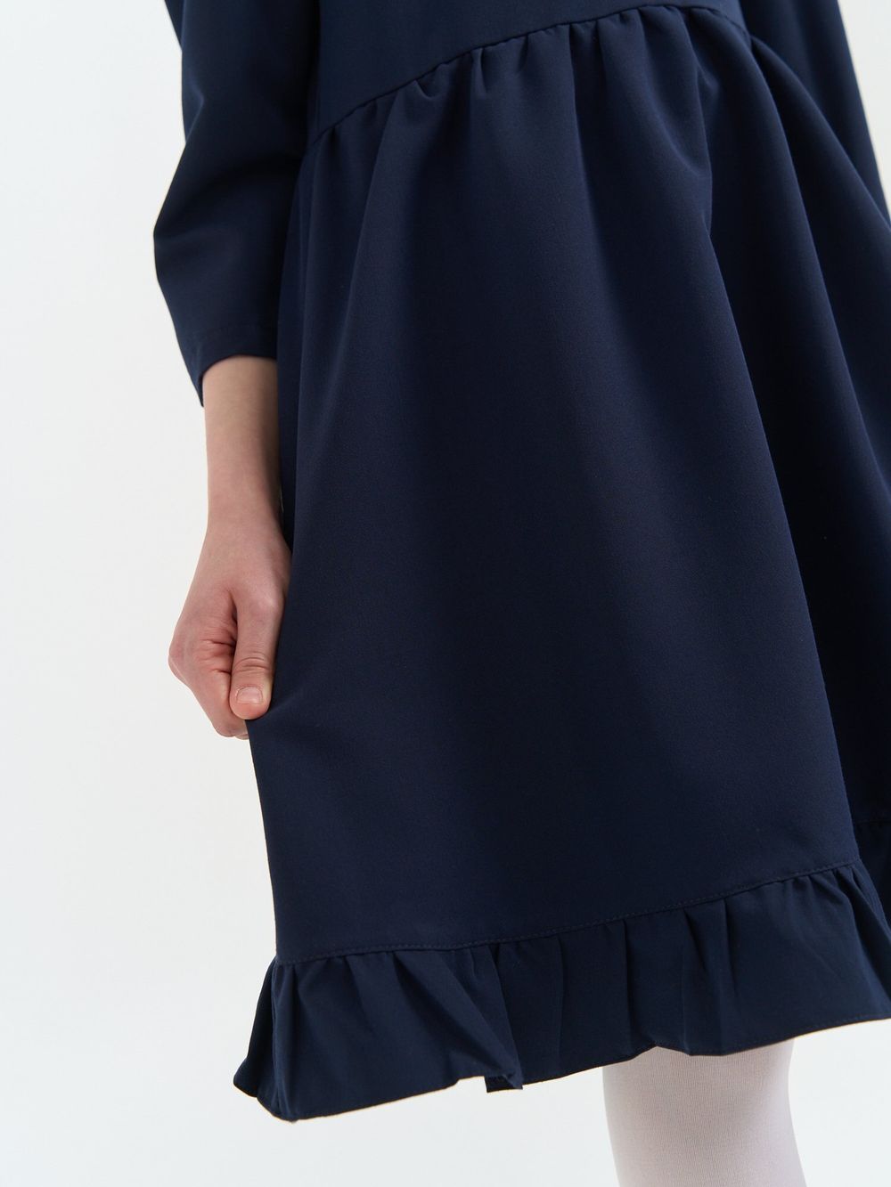 Платье с рюшей "Темно-синее" 7+