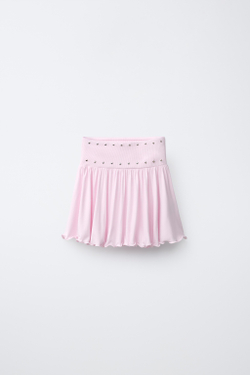 ZARA ЮБКА С ЗАКЛЕПКАМИ И ВОЛАНАМИ, РОЗОВЫЙ