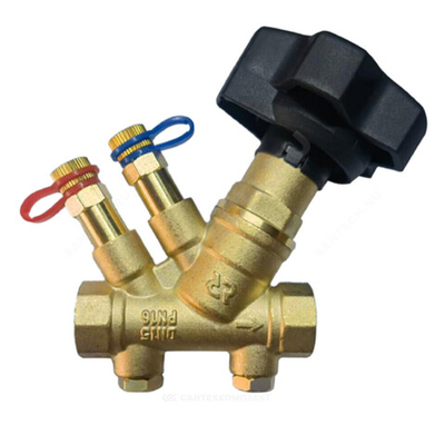 Клапан балансировочный ручной латунь MVT-R Ду 25 Rp1" Ру16 Тмакс=120 оС ВР Kvs=9м3/ч с измерительными ниппелями Ридан 003Z4043R