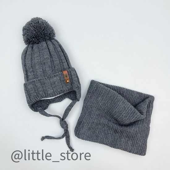 Шапка демисезонная "Дино" со снудом, Графит