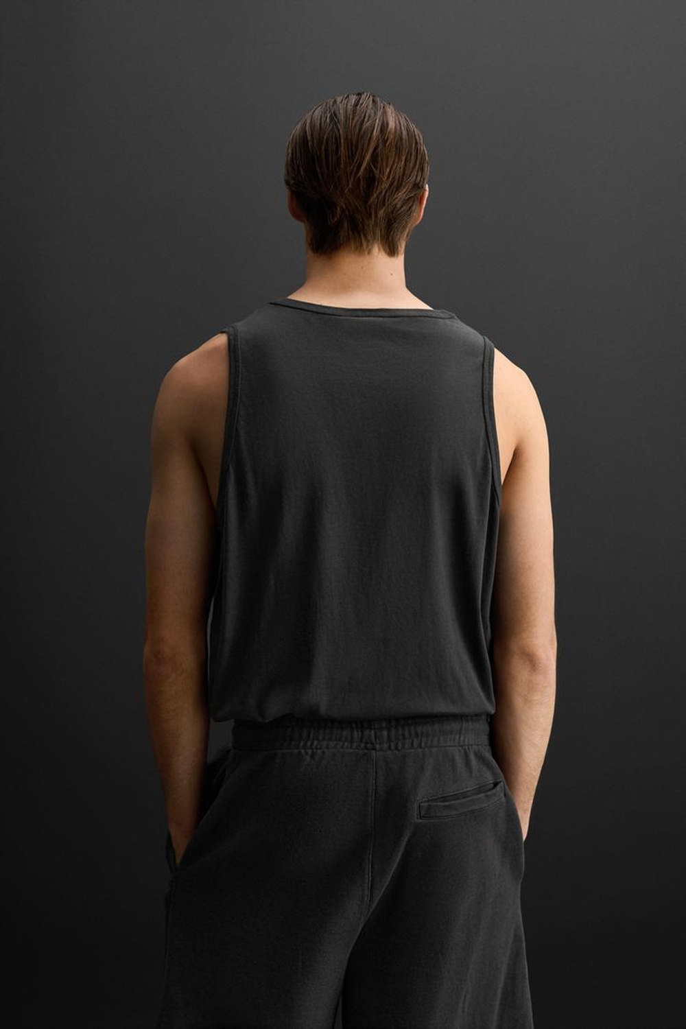 ZARA МАЙКА ИЗ ХЛОПКА, ЧЕРНЫЙ