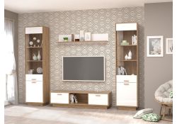 Витрина Эго ПС-1 на подиуме дуб крафт золотой / белый глянец