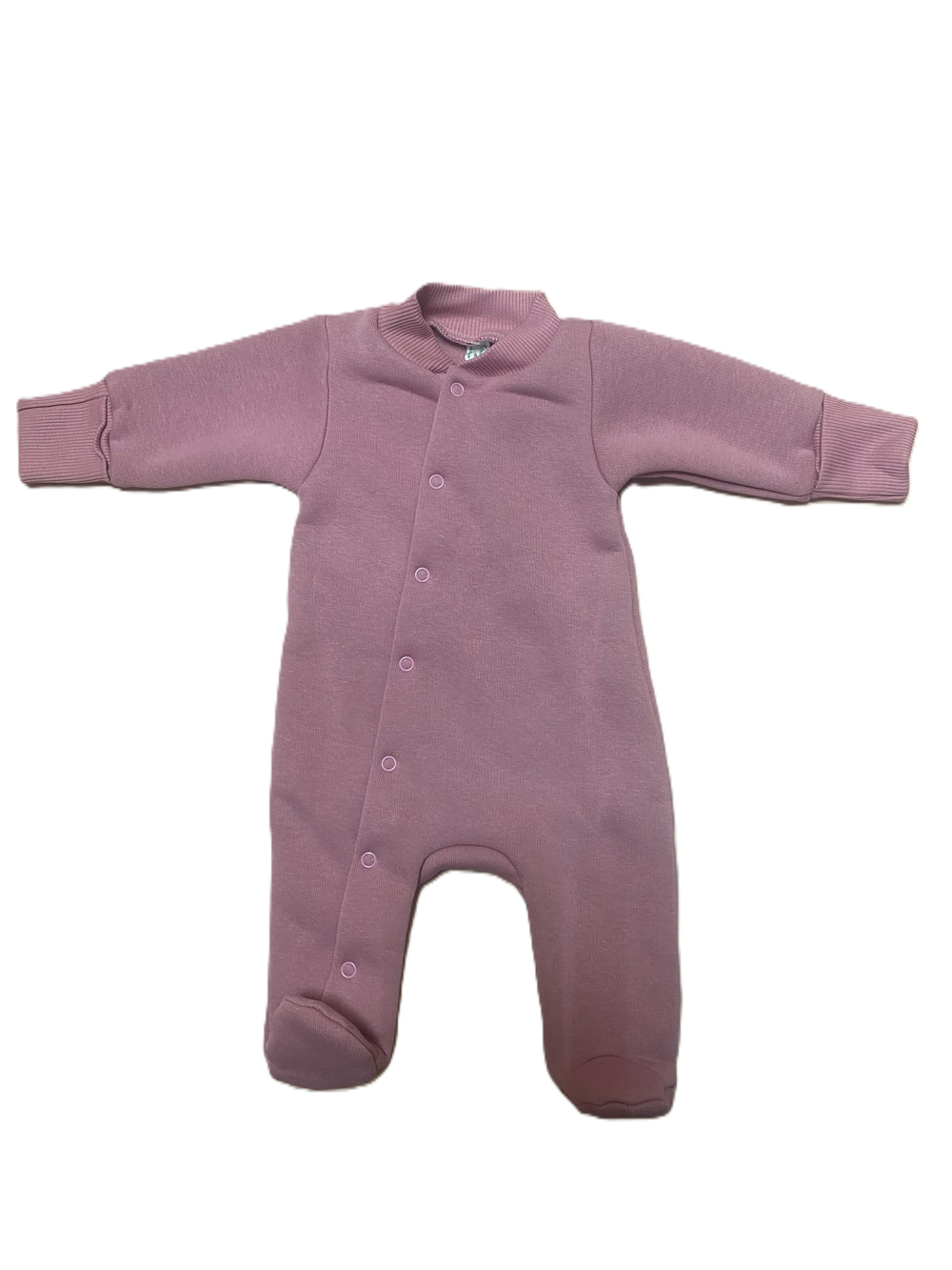 Комбинезон с закрытой ножкой на кнопках из футера 3Х нитки с начесом с антицарапками (100% хлопок) на рост 56 см