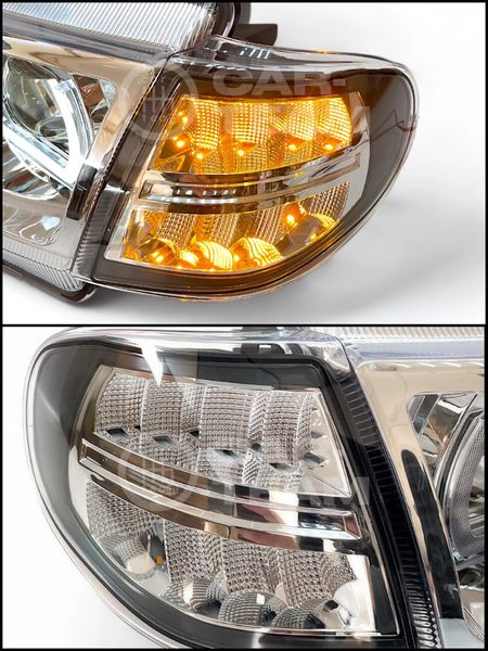Фары ВАЗ 2114, 2115, 2113 передние тюнинг в стиле BMW 4 led модуля, хром маска, хром поворотники